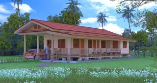 แบบบ้านวุฒิชัย บ้านสไตล์บังกะโล ยกพื้นสูง พื้นที่ใช้สอย 100 ตร.ม. งบประมาณ 950,000 บาท