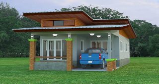 แบบบ้านวาสนา บ้านสไตล์โมเดิร์น พื้นที่ใช้สอย 130 ตร.ม. งบประมาณ 1.2 ล้านบาท