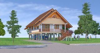 แบบบ้านเกษตรสานฝัน บ้านยกใต้ถุนสูง พื้นที่ใช้สอย 120 ตร.ม. งบประมาณ 1.2 ล้านบาท