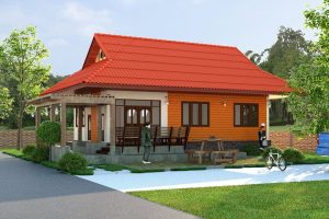 แบบบ้านเกษตรสุขเกษม บ้านชั้นเดียว สไตล์ไทยประยุกต์ พื้นที่ใช้สอย 110 ตร.ม. งบประมาณ 1.3 ล้านบาท
