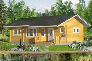 บ้านไม้ Log Cabin โทนสีเหลืองครีมสวยอบอุ่น ในงบ 7 แสน