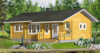 บ้านไม้ Log Cabin โทนสีเหลืองครีมสวยอบอุ่น ในงบ 7 แสน