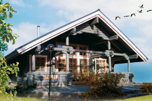 บ้านไม้ Log Cabin สีเทา สวยคันทรี่แบบเคบินในยุโรป