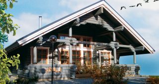 บ้านไม้ Log Cabin สีเทา สวยคันทรี่แบบเคบินในยุโรป