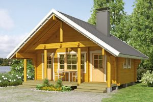 บ้านไม้ Log Cabin แนวคันทรี่สีโทนเหลืองสว่างสบายตา