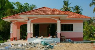 แบบบ้านคลองลาน บ้านชั้นเดียว พื้นที่ใช้สอย 95 ตร.ม. งบประมาณ 800,000 บาท