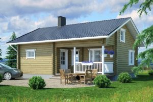 บ้านไม้ดีไซน์ Log Cabin สีน้ำตาลอ่อนอบอุ่นบรรยากาศแบบธรรมชาติ