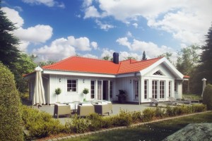 บ้านชั้นเดียวสีฟ้าใส บรรยากาศแนวรีสอร์ทมี 4 ห้องนอน