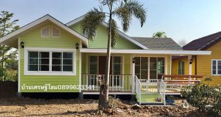 รีวิว บ้านชั้นเดียวยกพื้น สไตล์รีสอร์ท พื้นที่ใช้สอย 55 ตร.ม. งบประมาณ 740,000 บาท
