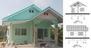 แบบบ้านชั้นเดียว สไตล์ชนบท พื้นที่ใช้สอย 45 ตร.ม. งบประมาณ 450,000 บาท