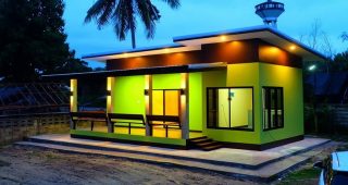 รีวิว บ้านโมเดิร์นชั้นเดียว สีเขียวสว่าง พื้นที่ใช้สอย 57 ตร.ม. งบประมาณ 5 แสนกว่าๆ
