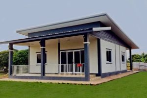 รีวิว บ้านโมเดิร์นชั้นเดียว หลังคาเพิงแหงน พื้นที่ใช้สอย 57 ตร.ม. งบประมาณ 5.5 แสนบาท