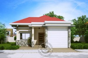 บ้านโมเดิร์นประดับหินหรู หลังคาสีชมพูสดใส