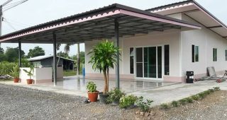 รีวิว บ้านชั้นเดียว แบบพอเพียง พื้นที่ใช้สอย ประมาณ 64 ตร.ม. งบประมาณรวม 500,000 บาท