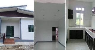 รีวิว บ้านโมเดิร์นชั้นเดียว พื้นที่ใช้สอย 54 ตร.ม. 2 ห้องนอน 1 ห้องน้ำ งบประมาณ 370,000 บาท