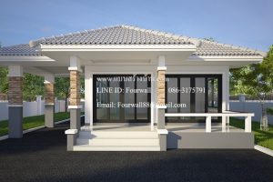 แบบบ้านชั้นเดียว แนวร่วมสมัย พื้นที่ใช้สอย 88.2 ตร.ม. งบประมาณ 820,000 บาท