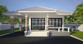 แบบบ้านชั้นเดียว แนวร่วมสมัย พื้นที่ใช้สอย 88.2 ตร.ม. งบประมาณ 820,000 บาท