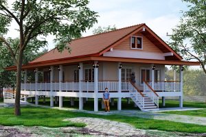 บ้านสวนริมทะเลชั้นเดียว โครงสร้างแข็งแรง พื้นที่ใช้สอย 150 ตร.ม. งบประมาณ 2.2 ล้านบาท