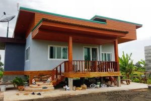 รีวิว บ้านโมเดิร์นชั้นเดียวยกพื้น กลางสวนมะนาว งบประมาณ 500,000 บาท