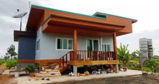 รีวิว บ้านโมเดิร์นชั้นเดียวยกพื้น กลางสวนมะนาว งบประมาณ 500,000 บาท