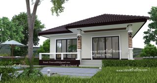 แบบบ้านชั้นเดียว แนวทรอปิคอล พื้นที่ใช้สอย 92 ตร.ม. งบประมาณ 940,000 บาท
