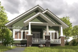 แบบบ้านชั้นเดียว แนวอิงลิชคันทรี่ พื้นที่ใช้สอย 108 ตร.ม. งบประมาณ 1.3 ล้านบาท