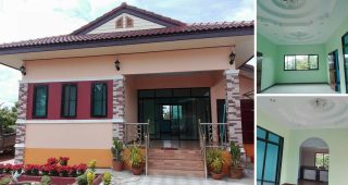 รีวิว บ้านชั้นเดียวแนวร่วมสมัย หลังคาทรงมนิลา พื้นที่ใช้สอย 86 ตร.ม. งบประมาณ 867,000 บาท
