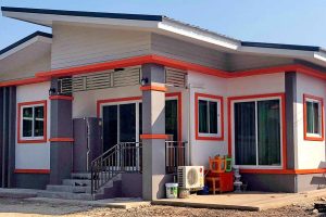 รีวิว บ้านโมเดิร์นชั้นเดียว หลังคาปีกนก พื้นที่ใช้สอย 70 ตร.ม. งบประมาณ 720,000 บาท
