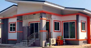 รีวิว บ้านโมเดิร์นชั้นเดียว หลังคาปีกนก พื้นที่ใช้สอย 70 ตร.ม. งบประมาณ 720,000 บาท