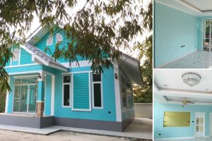 รีวิว บ้านชั้นเดียวสไตล์คอทเทจ พื้นที่ใช้สอย 90 ตร.ม. 2 ห้องนอน 2 ห้องน้ำ งบประมาณ 1.1 ล้านบาท