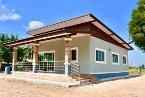 รีวิว บ้านโมเดิร์นชั้นเดียว หลังคาเพิงแหงน พื้นที่ใช้สอย 89 ตร.ม. งบประมาณ 740,000 บาท