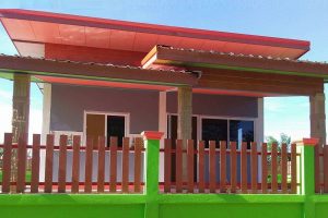 รีวิว บ้านโมเดิร์นชั้นเดียว หลังคาเพิงแหงน พื้นที่ใช้สอย 55 ตร.ม. งบประมาณ 500,000 บาท