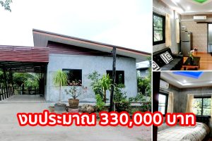 รีวิว บ้านโมเดิร์นลอฟท์ชั้นเดียว หลังคาเพิงแหงน พื้นที่ใช้สอย 54 ตร.ม. งบประมาณ 330,000 บาท