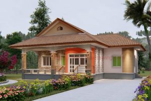 แบบบ้านเกษตรปรางกู่ บ้านสไตล์ชนบท พื้นที่ใช้สอย 130 ตร.ม. งบประมาณ 1.35 ล้านบาท