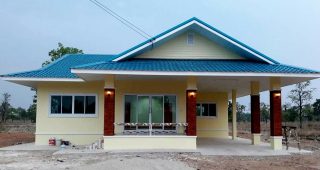 รีวิว บ้านเดี่ยวชั้นเดียว แนวไทยประยุกต์ พื้นที่ใช้สอย 150 ตร.ม. งบประมาณ 1.3 ล้านบาท