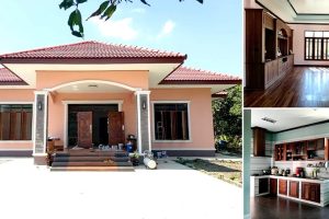 รีวิว บ้านเดี่ยวชั้นเดียว แนวร่วมสมัย พื้นที่ใช้สอย 144 ตร.ม. งบประมาณ 1.55 ล้านบาท