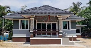 รีวิว บ้านทรงปั้นหยา สไตล์คอนเทมโพรารี่ พื้นที่ใช้สอย 160 ตร.ม. งบประมาณ 1.6 ลบ.