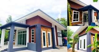 รีวิว บ้านชั้นเดียว แนวโมเดิร์นทรอปิคอล โดดเด่นด้วยหินกาบ งบประมาณ 850,000