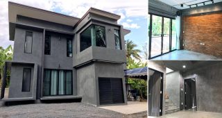 รีวิว บ้านโมเดิร์นลอฟท์สองชั้น พื้นที่ใช้สอย 133 ตร.ม. งบประมาณ 1.4 ล้านบาท
