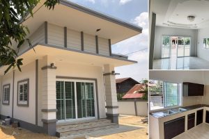 รีวิว บ้านเดี่ยวชั้นเดียว แนวโมเดิร์น 3 ห้องนอน 2 ห้องน้ำ วัสดุเกรดเอ งบประมาณ 1.1 ล้านบาท