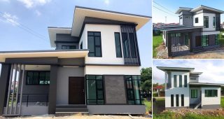 รีวิว บ้านโมเดิร์นชั้นครึ่ง ตัวบ้านเล่นระดับ พื้นที่ใช้สอย 160 ตร.ม. งบประมาณ 1.59 ล้านบาท