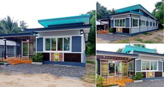 รีวิว บ้านเดี่ยวชั้นเดียว สไตล์โมเดิร์น พื้นที่ใช้สอย 160 ตร.ม. ฟังก์ชั่นครบถ้วน งบประมาณ 1 ล้านต้น ๆ
