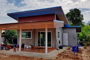 รีวิว บ้านโมเดิร์นชั้นเดียว แบบเรียบง่าย พื้นที่ใช้สอย 36 ตร.ม. งบประมาณ 2 แสนต้น ๆ