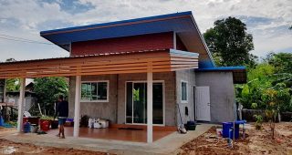 รีวิว บ้านโมเดิร์นชั้นเดียว แบบเรียบง่าย พื้นที่ใช้สอย 36 ตร.ม. งบประมาณ 2 แสนต้น ๆ