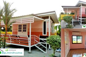 แบบบ้านโมเดิร์นรีสอร์ท ยกพื้นสูง พร้อมระเบียงพักผ่อน งบประมาณ 198,000 บาท