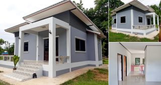 รีวิว บ้านโมเดิร์นชั้นเดียว หลังคาเพิงแหงน พื้นที่ใช้สอย 70 ตร.ม. งบประมาณ 600,000 บาท