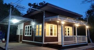 แบบบ้านชั้นเดียว สไตล์โมเดิร์น พื้นที่ใช้สอย 54 ตร.ม. งบประมาณ 500,000 บาท