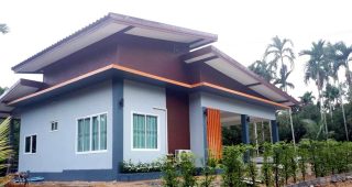 รีวิว บ้านเดี่ยวโมเดิร์นชั้นเดียว หลังคาปีกนก พื้นที่ใช้สอย 110 ตร.ม. งบประมาณ 7 แสนกว่า ๆ