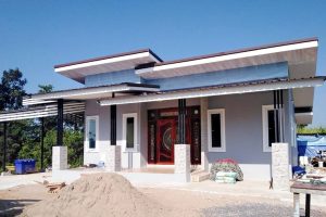 บ้านชั้นเดียว สไตล์โมเดิร์น พื้นที่ใช้สอย 90 ตร.ม. งบประมาณ 880,000 บาท