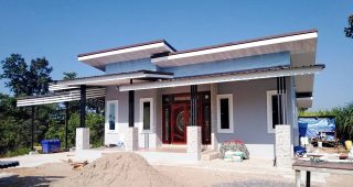 บ้านชั้นเดียว สไตล์โมเดิร์น พื้นที่ใช้สอย 90 ตร.ม. งบประมาณ 880,000 บาท